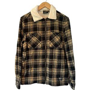 WESC Liam Plaid Sherpa Trim Shacket NWT